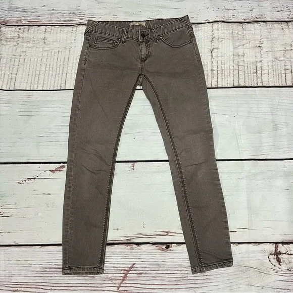 FREE PEOPLE women’s skinny ankle jeans in brown mid rise size 25 euc - Picture 1 of 16